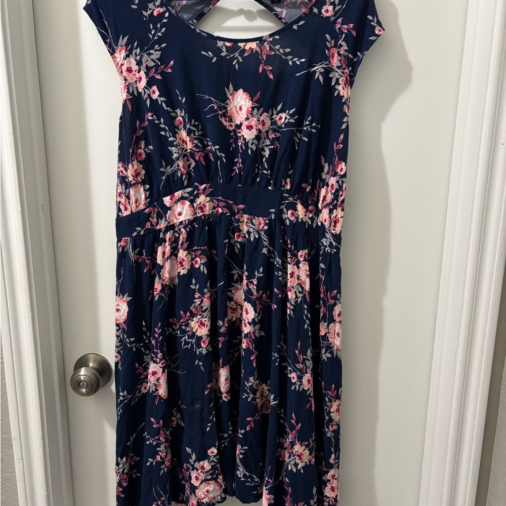 Torrid Floral Fit & Flare Dress Size 2 | Navy Pink Skater Dress